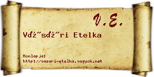 Vásári Etelka névjegykártya